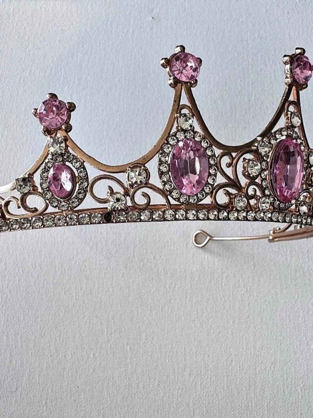 Pink Jeweled Tiara princess costume crown gold crystals 25